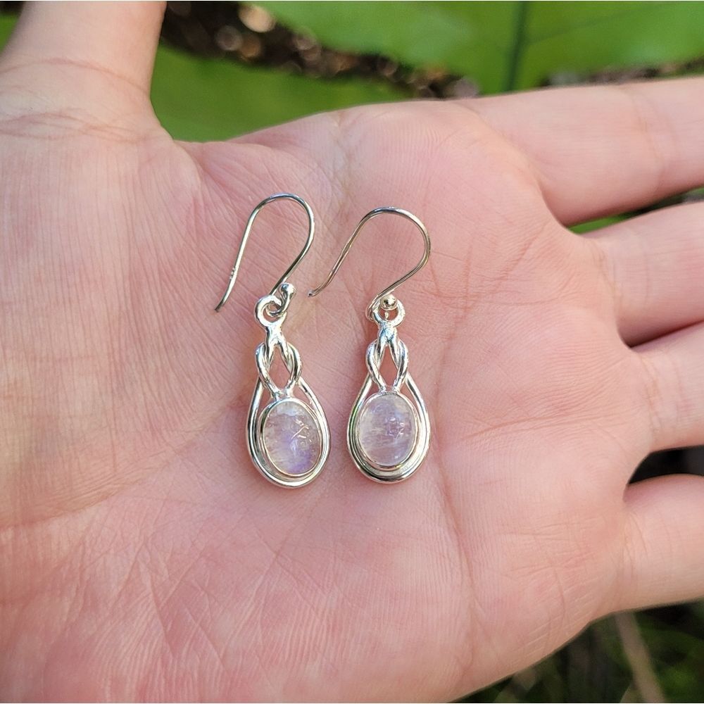 Shivam Silver Moonstone🌙 Earrings - Picture 6 of 14